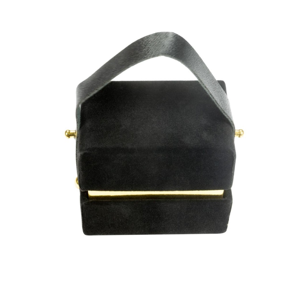 SCATOLA VELLUTO CON MANICO ECOPELLE 5x7x6h NERO